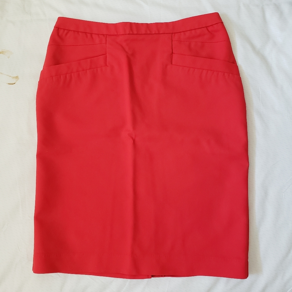 H&M Red Knee-Length Pencil Skirt for Work